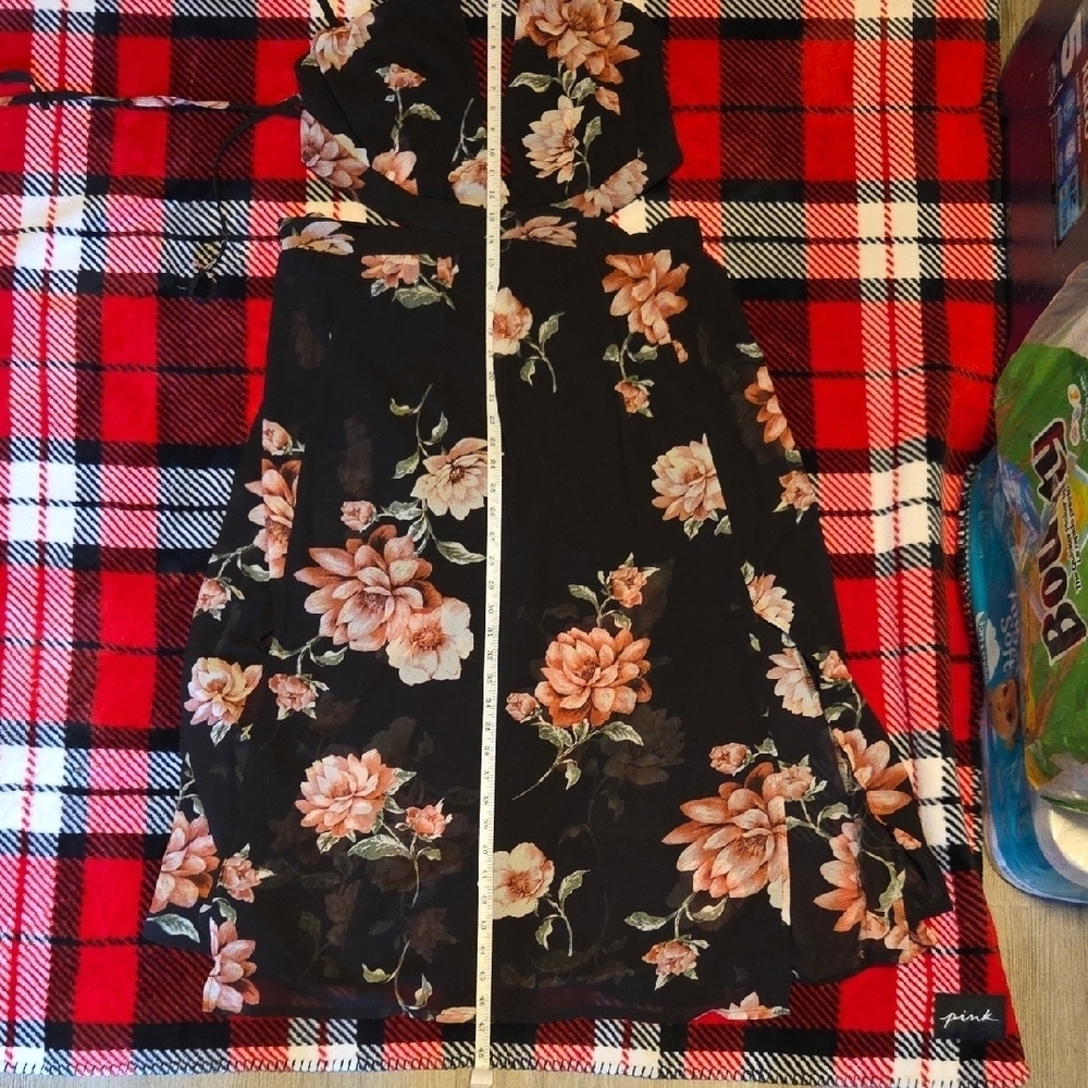 Fashion Nova Black and Pink Floral Halter Dress - Picture 4 of 6
